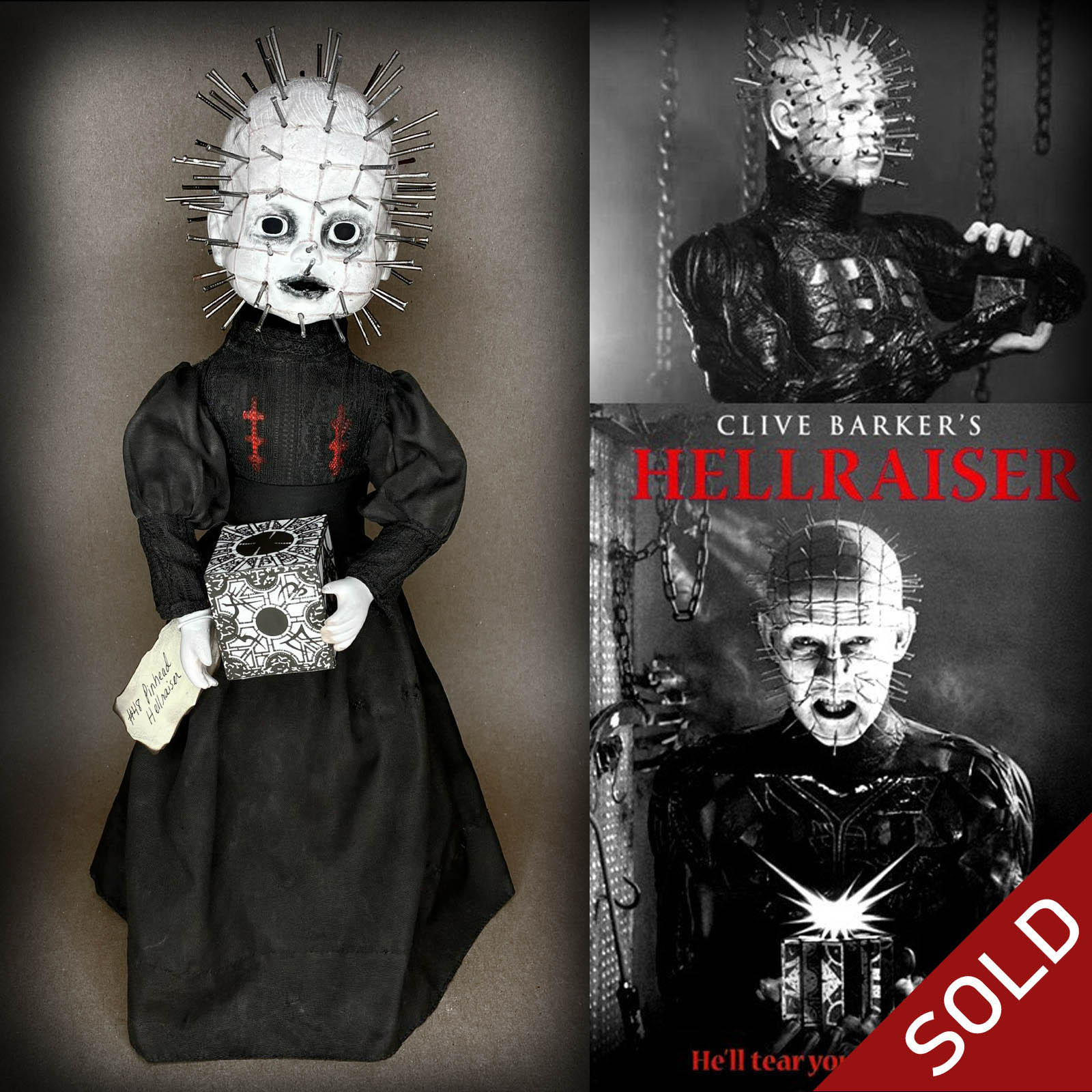 #48 Hellraiser Pinhead Horror Movie Character Doll by Erika's Emporium